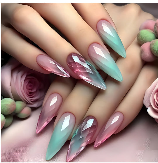 French Wear Nail Glossy Blue And Purple