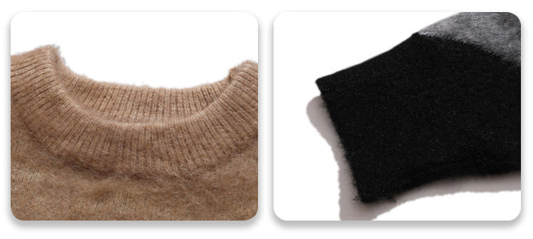 Color Contrast Pin Round Neck Jumper