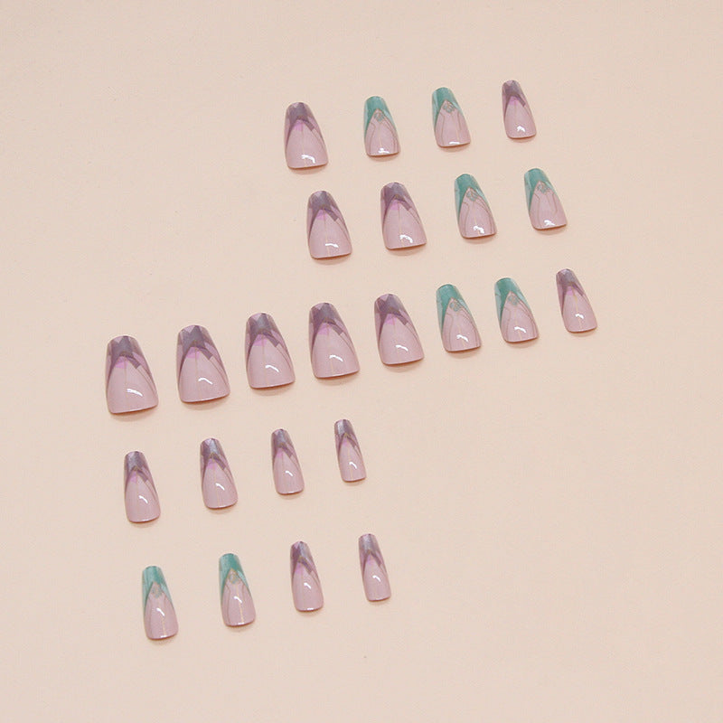 French Wear Nail Glossy Blue And Purple